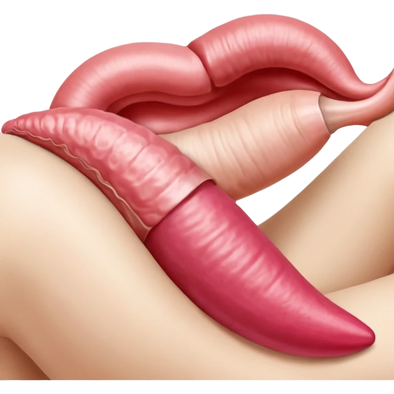 Un primer plano extremo, , de la unión sexual. Detalles explícitos. Un pene erecto, con venas prominentes y la glande rosada, penetrando una vagina. Los labios mayores y menores de la vagina son visibles, estirados alrededor del eje del pene. emoji