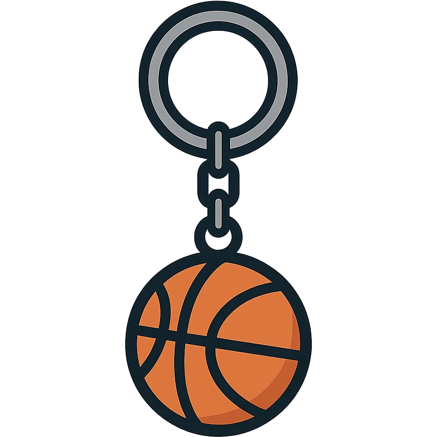 flat toon style basketball keyring emoji