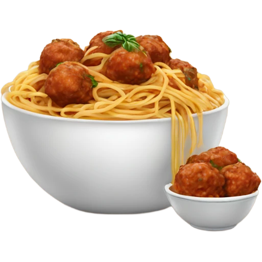 spaghetti with meatballs in a bowl emoji