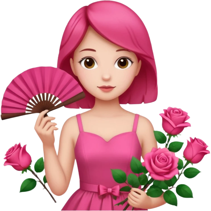 Clean girl pink fan and I love rose emoji