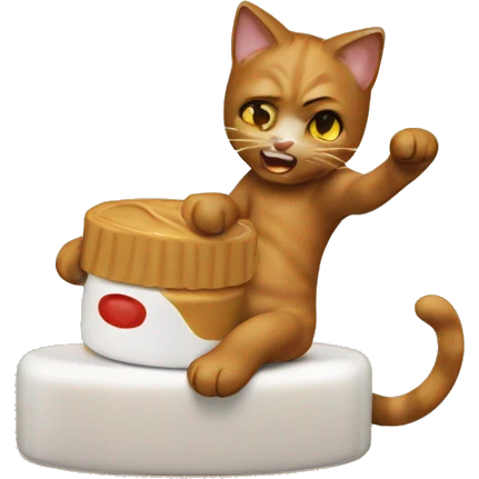 A cat fighting peanut butter  emoji