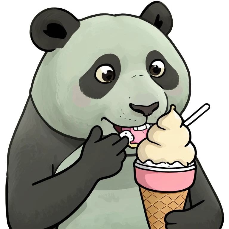 Panda eating ice cream emoji