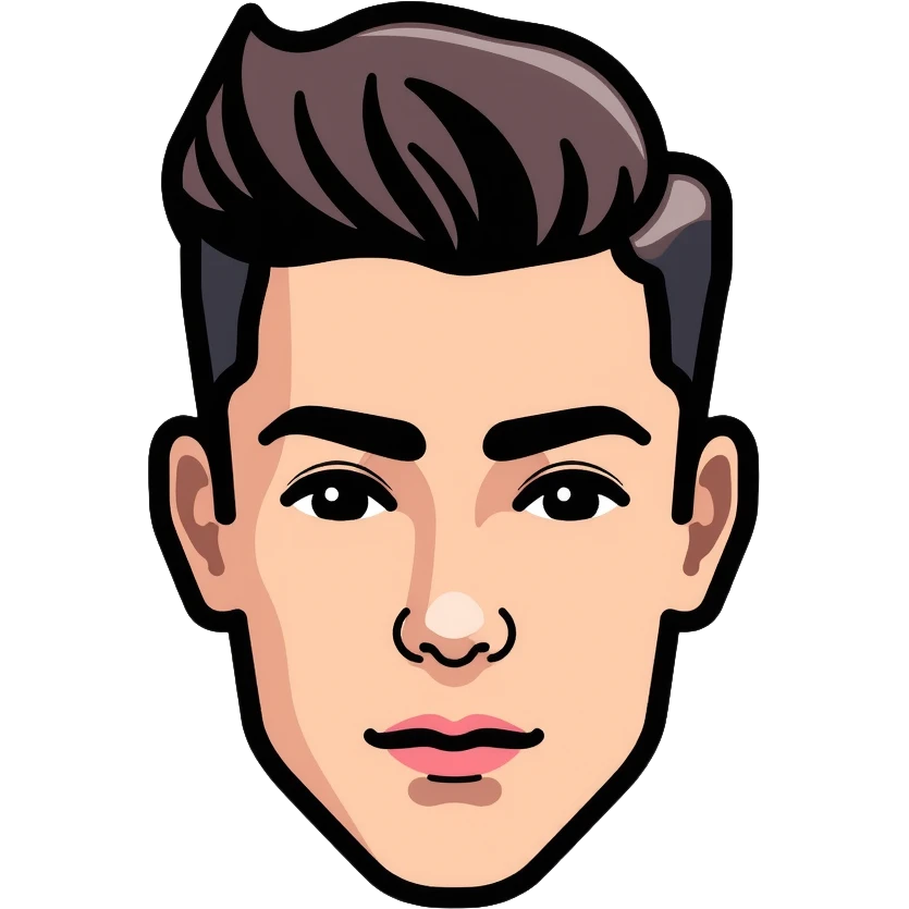 young man face, modern haircut emoji