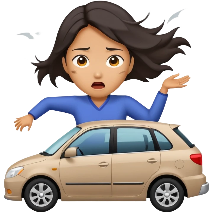 Asian woman crashing car emoji