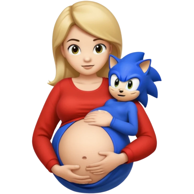 pregnant mario with belly being held by sonic emoji