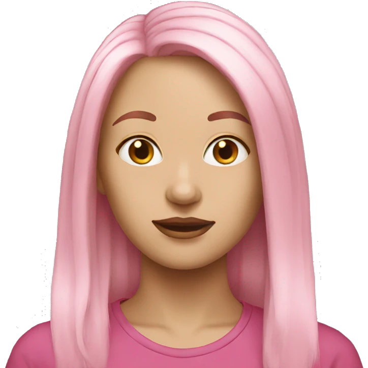 white woman pink long hair emoji