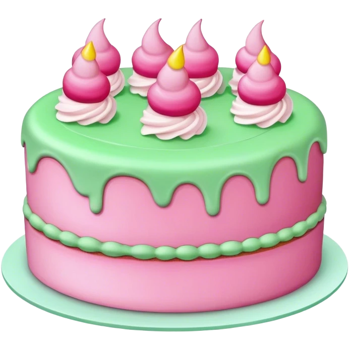 Pink cake with green cream emoji