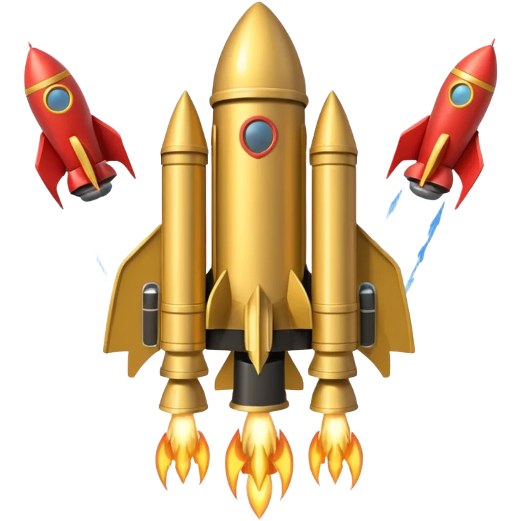 gold wide jetpack with rocket projectiles on both sides, back view, no fire emoji
