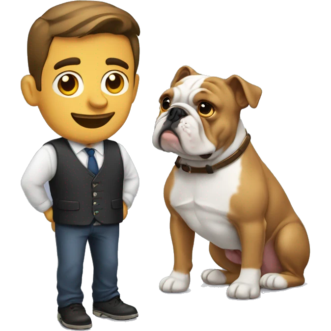 Hombre con bulldog francés  emoji
