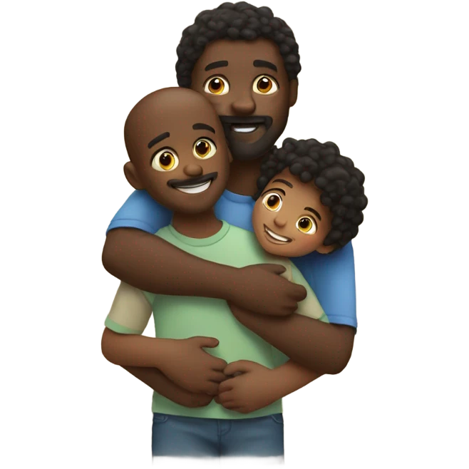 Black father hugging his children emoji