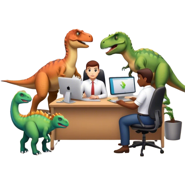 dinosaurs working in an office emoji