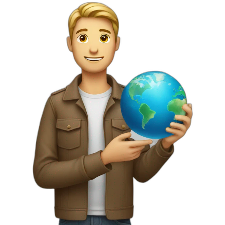 a man holding a world map in his hand emoji