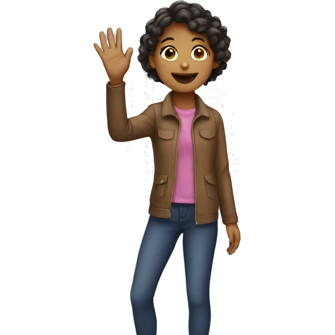 girl waving emoji