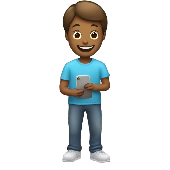 happy person with a smartphone showing charts emoji