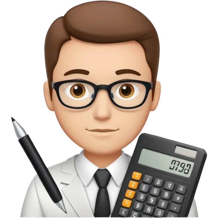 male accountant with calculator, ledger and pen emoji