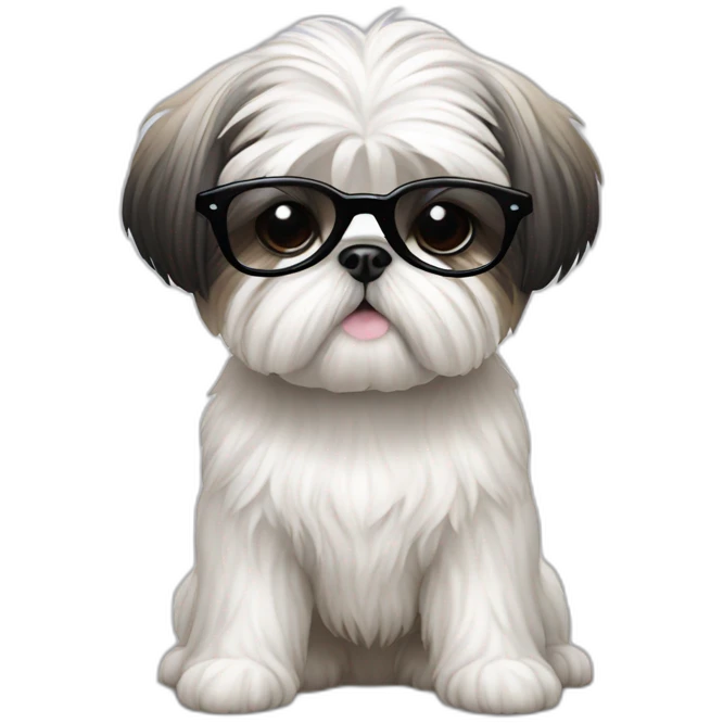 Shih Tzu blanco  con lentes negros emoji