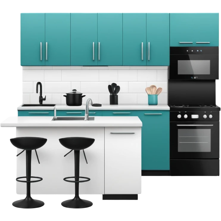 mono chrome kitchen  #005a51 emoji