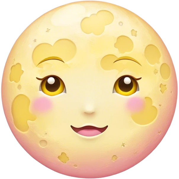 Full Moon and stars light pink and yellow emoji