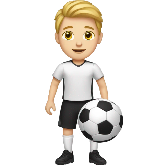 white kid with a soccer ball in his feet emoji