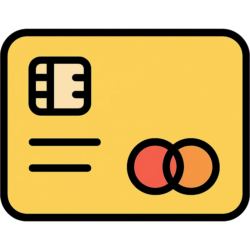 A bank card with a yellow background emoji