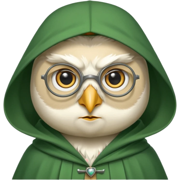 white owl professor in green cloak university emoji