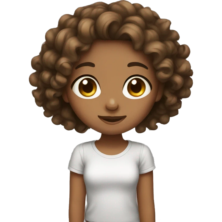 Cute girl with curly brown hair emoji