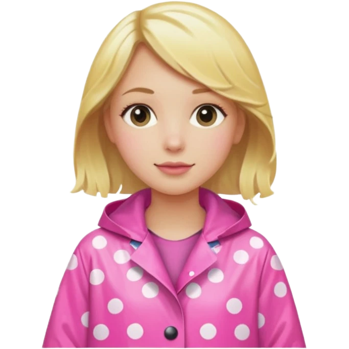 Blonde girl in a pink polka dot raincoat emoji