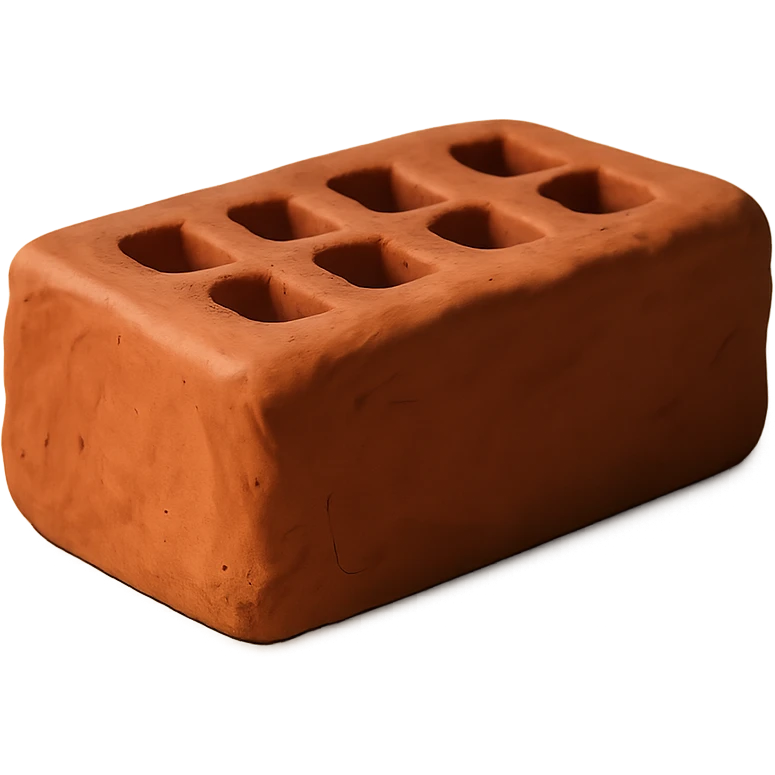 a single clay brick, realistic claymation style emoji