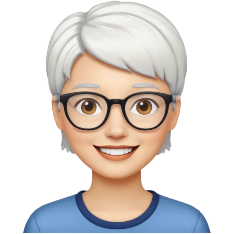 visage femme a lunettes cheveux courts blancs emoji