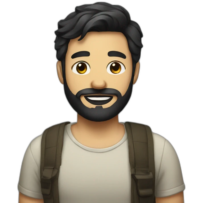 bearded and glass wearing short black hair guy emoji