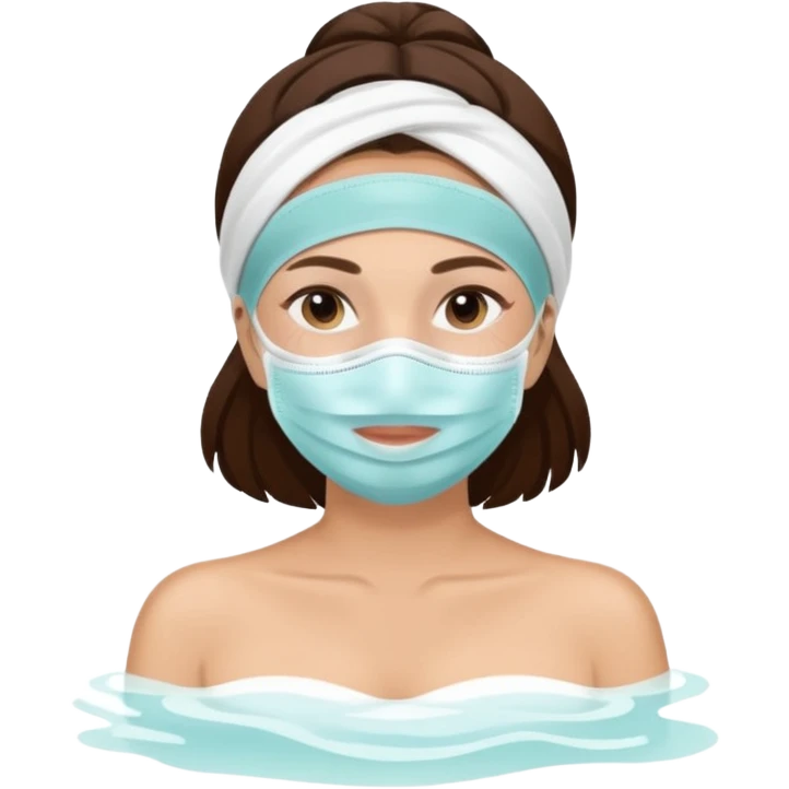 Lady with face mask spa beauty full face relaxing emoji