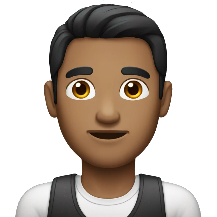 Black haired man with body emoji