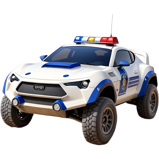 Star Wars’s storm trooper’s police evil darkly night blue Dirty and dented Local Motors Rally Fighter off road race car hot rod meets 2013 scion fr-s trophy truck-style basher flying down a dusty road (silver wheels) emoji