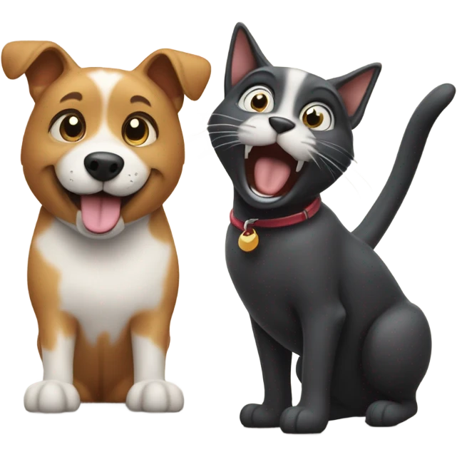 Dog partying with a cat emoji