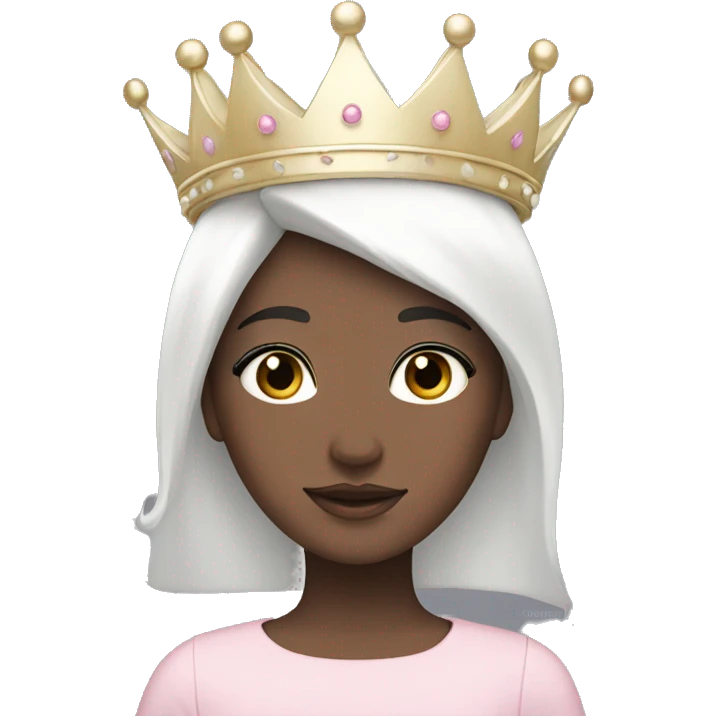 White and pastel pink crown in girl with black hair  emoji