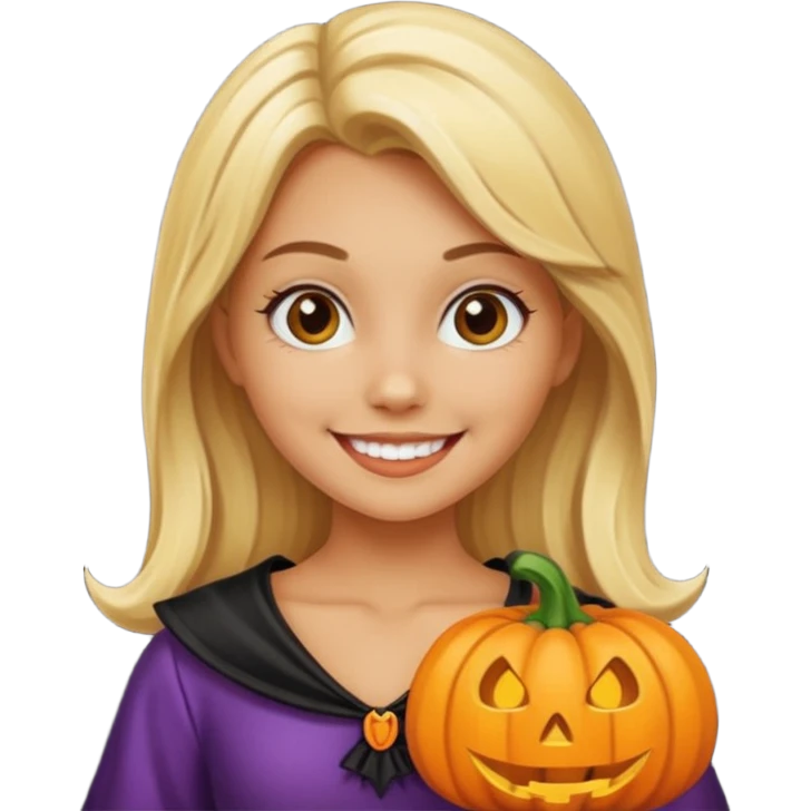 blonde tan girl in Halloween costumes emoji