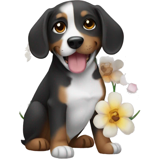  dog  flowers hurt emoji
