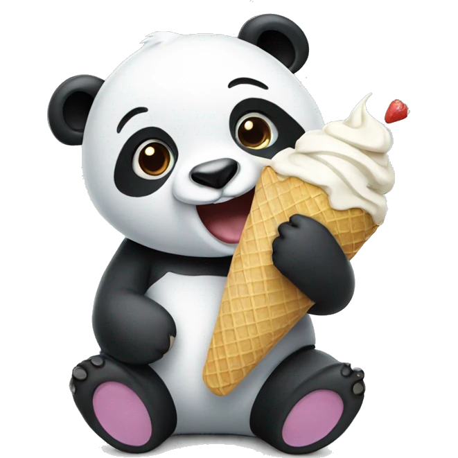 Panda eating ice cream emoji