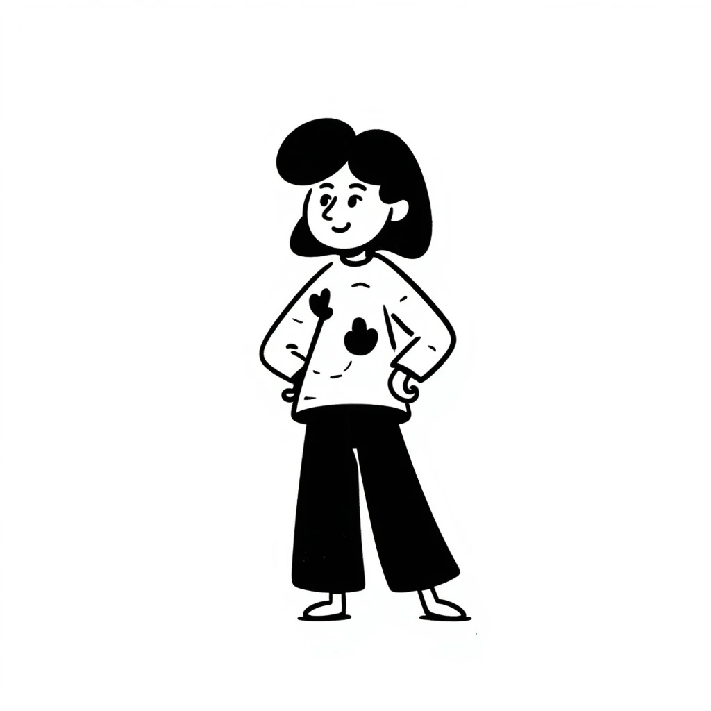 scibidi character, hand drawn doodle, black outline emoji