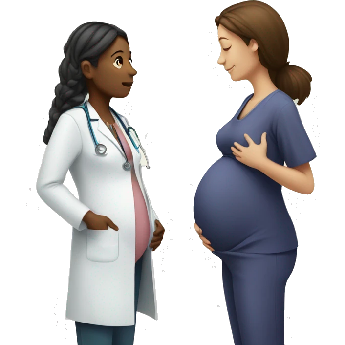 pregnant woman talking to a doctor emoji
