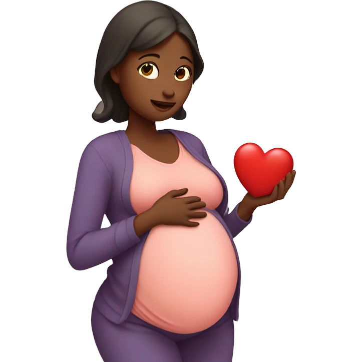 pregnant woman showing a heart emoji