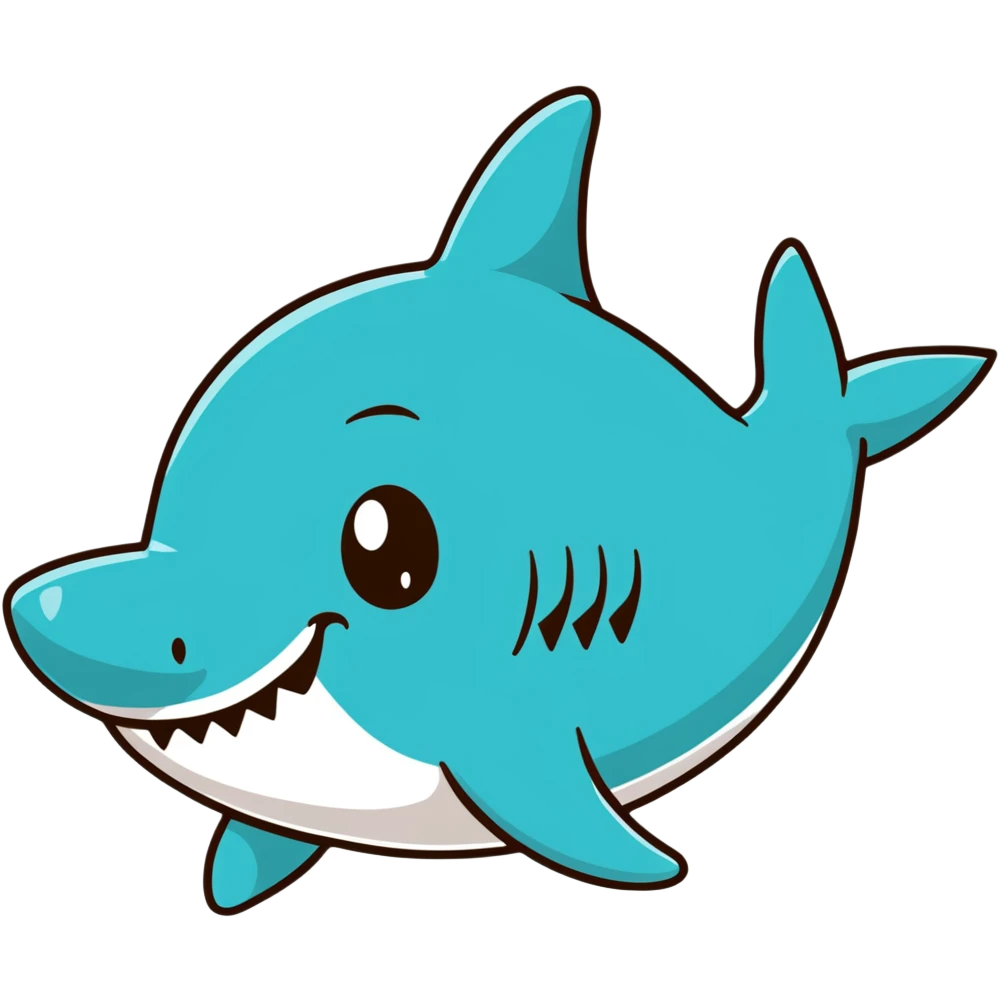 cheerful shark with a big smile emoji