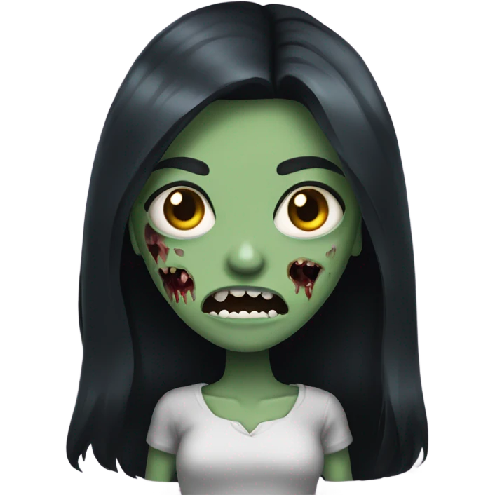girl zombie with black long hair with teeth and serious face  emoji