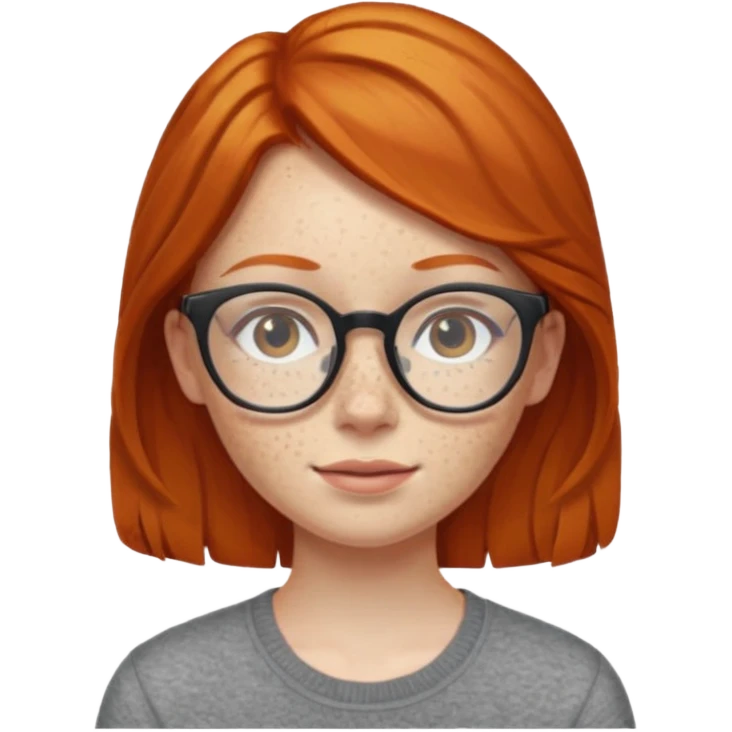 make a ginger girl with freckles and glasess emoji