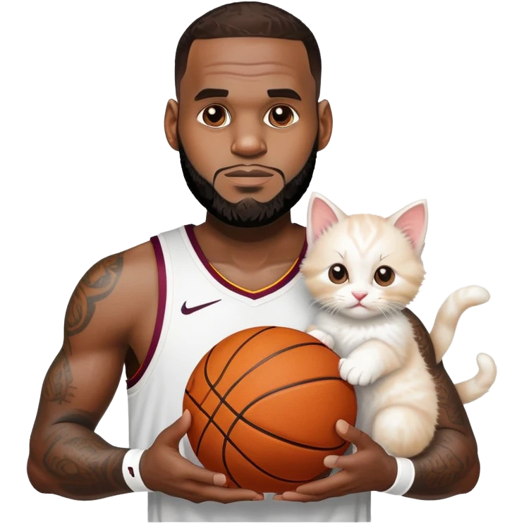 LeBron James handing a kitten and a basketball emoji