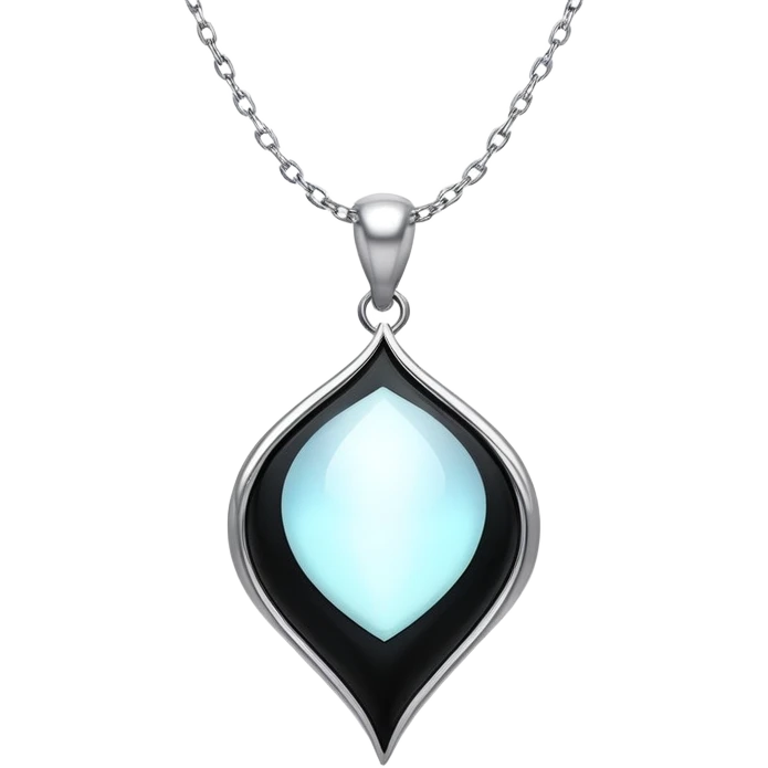 ethereal onyx pendant suspended midair, shimmering silver chain invisible, glowing faintly emoji