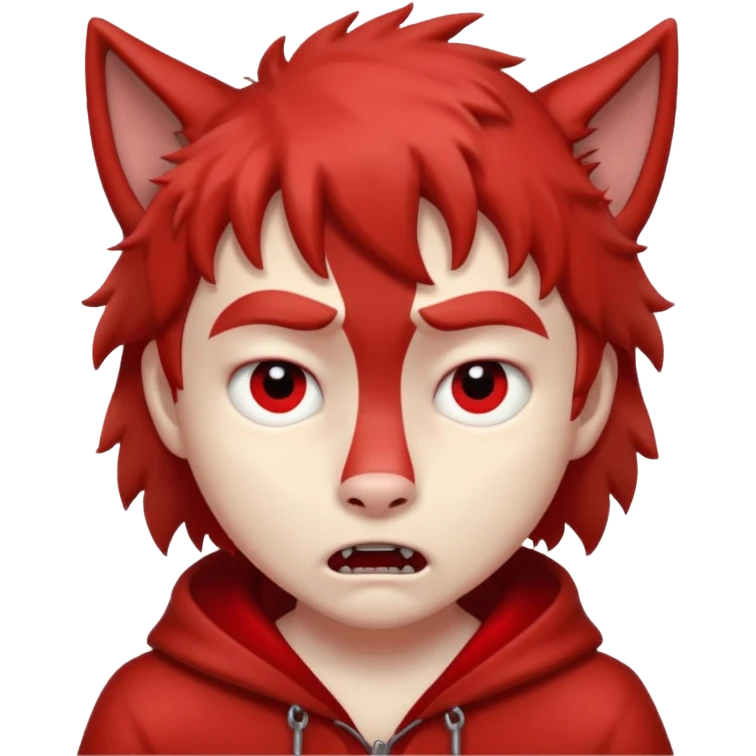 Wolf Boy Red Scared emoji