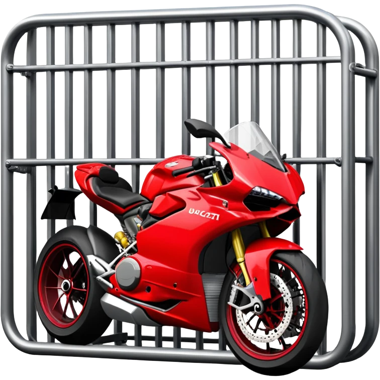 red ducati v4s behind bars in jail emoji