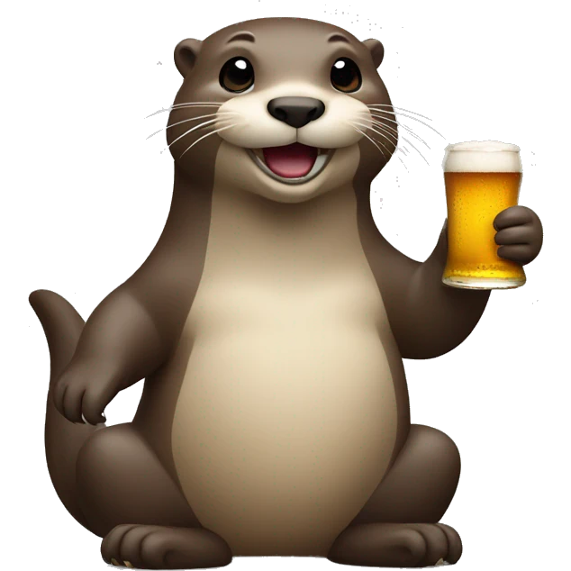 otter with beer in one hand and the other hand in stomach emoji