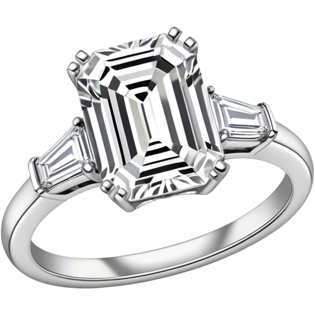 Single emerald cut colorless diamond engagement ring emoji
